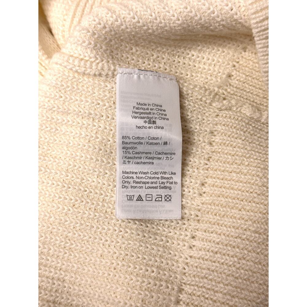 New J Crew Cotton Cashmere Cardigan Large Womens Ivory Cream Chunky Knit Sweater - Picture 8 of 9